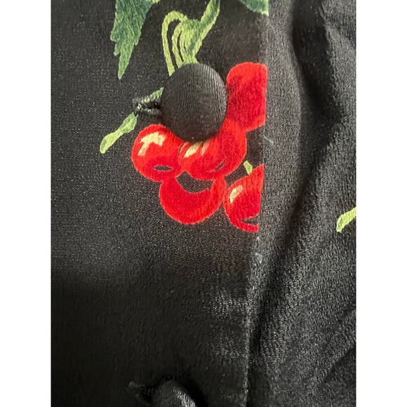 CAROLE LITTLE black cherry print made in USA vintage button front vest sz 8P - Picture 5 of 7